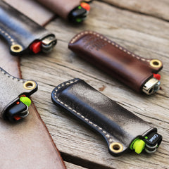 Leather Bic Lighter Cases Leather Cricket Lighter Holder with strap Leather Lighter Covers For Men - iwalletsmen