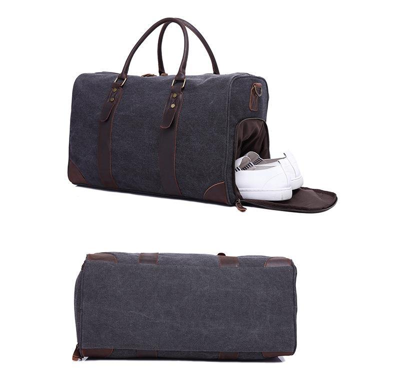 louis vuitton dark green leather men's weekender travel duffle bag Leather Canvas Mens Weekender Bag Casual Travel Handbag Army Green Can – iwalletsmen