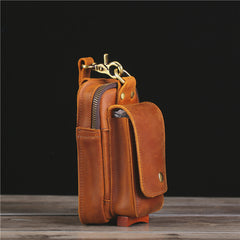 Brown Leather Cell Phone Holster Mens Belt Pouch Leather Cigarette BELT BAG With Belt Clip For Men