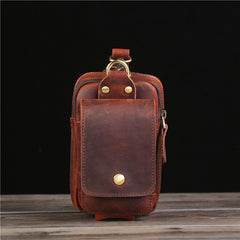 Brown Leather Cell Phone Holster Mens Belt Pouch Leather Cigarette BELT BAG With Belt Clip For Men