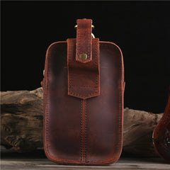 Brown Leather Cell Phone Holster Mens Belt Pouch Leather Cigarette BELT BAG With Belt Clip For Men