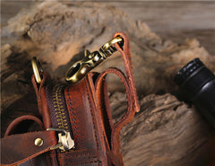 Dark Brown Leather Cell Phone Holster Mens Belt Pouch Leather Cigarette BELT BAG With Belt Clip For Men