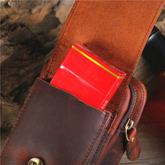 Brown Leather Cell Phone Holster Mens Belt Pouch Leather Cigarette BELT BAG With Belt Clip For Men
