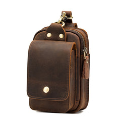 Brown Leather Cell Phone Holster Mens Belt Pouch Leather Cigarette BELT BAG With Belt Clip For Men