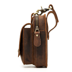 Brown Leather Cell Phone Holster Mens Belt Pouch Leather Cigarette BELT BAG With Belt Clip For Men