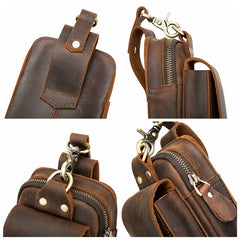 Brown Leather Cell Phone Holster Mens Belt Pouch Leather Cigarette BELT BAG With Belt Clip For Men