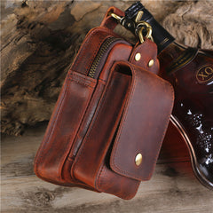 Brown Leather Cell Phone Holster Mens Belt Pouch Leather Cigarette BELT BAG With Belt Clip For Men