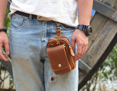 Brown Leather Cell Phone Holster Mens Belt Pouch Leather Cigarette BELT BAG With Belt Clip For Men