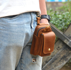 Brown Leather Cell Phone Holster Mens Belt Pouch Leather Cigarette BELT BAG With Belt Clip For Men