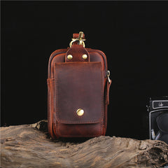Brown Leather Cell Phone Holster Mens Belt Pouch Leather Cigarette BELT BAG With Belt Clip For Men