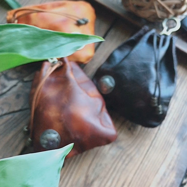 Leather Drawstring Pouch Leather Belt Pouch Small Waist Pouch With Keyring Belt Bag For Men