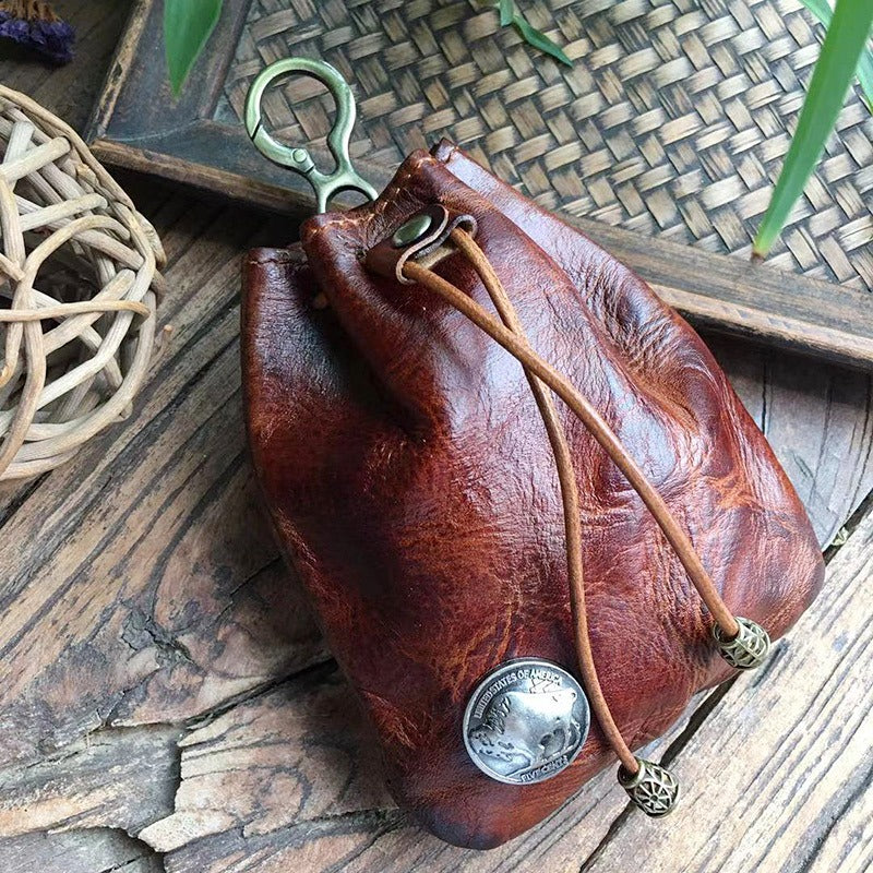 Leather Pouch Coin Drawstring Pouches Small Men Bag Pirate Belt Mens Purse  Purses 