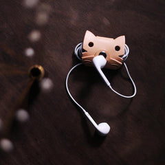 Cute Leather Earphone Holder Cat Headphone Leather Cord Organizer Cord Keeper Cable Organizer Gift for Audiophile - iwalletsmen