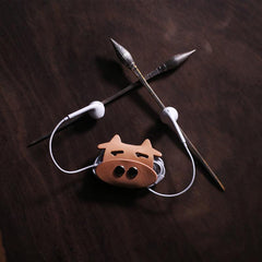 Cute Leather Earphone Holder Animals Headphone Leather Cord Organizer Cord Keeper Cable Organizer Gift for Audiophile - iwalletsmen