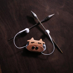 Cute Leather Earphone Holder Bear Headphone Leather Cord Organizer Cord Keeper Cable Organizer Gift for Audiophile - iwalletsmen