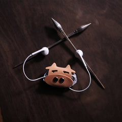 Monkey Leather Earphone Holder Headphone Leather Cord Organizer Cord Keeper Cable Organizer Gift for Audiophile - iwalletsmen