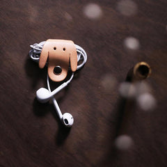 Cute Leather Earphone Holder Cat Headphone Leather Cord Organizer Cord Keeper Cable Organizer Gift for Audiophile - iwalletsmen