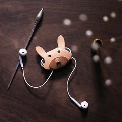 Cute Leather Earphone Holder Cat Headphone Leather Cord Organizer Cord Keeper Cable Organizer Gift for Audiophile - iwalletsmen