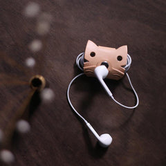 Cute Leather Earphone Holder Bear Headphone Leather Cord Organizer Cord Keeper Cable Organizer Gift for Audiophile - iwalletsmen
