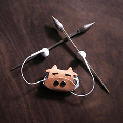 Cute Leather Earphone Holder Cow Headphone Leather Cord Organizer Cord Keeper Cable Organizer Gift for Audiophile - iwalletsmen