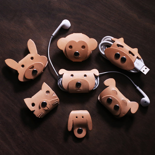 Cute Leather Earphone Holder Headphone Leather Cord Organizer Cord Keeper Cable Organizer Gift for Audiophile - iwalletsmen