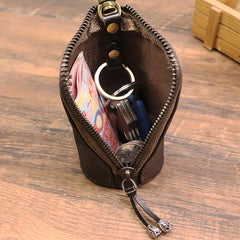 Leather Men's Key Wallet Car Key Cases With Belt Clip Zip Leather Key Holder For Men