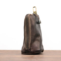 Leather Men's Key Wallet Car Key Cases With Belt Clip Zip Leather Key Holder For Men