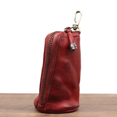 Leather Men's Key Wallet Car Key Cases With Belt Clip Zip Leather Key Holder For Men
