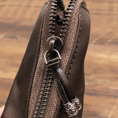 Leather Men's Key Wallet Car Key Cases With Belt Clip Zip Leather Key Holder For Men
