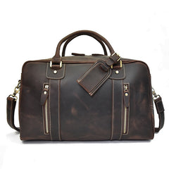 Leather Men's Overnight Bag Travel Bag Coffee Luggage Weekender Bag For Men