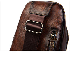 Leather Men's Sling Bag Cool Sling Coffee Packs Sling Crossbody Pack For Men