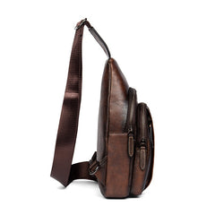 Leather Men's Sling Bag Cool Coffee Sling Packs Sling Crossbody Pack For Men