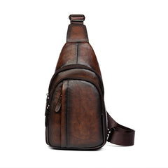 Leather Men's Sling Bag Cool Coffee Sling Packs Sling Crossbody Pack For Men