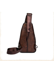 Leather Men's Sling Bag Cool Coffee Sling Packs Sling Crossbody Pack For Men