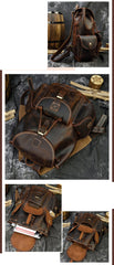 Leather Mens 14inch Laptop Backpack Travel Backpacks Vintage School Backpack for Men