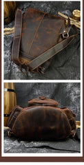 Leather Mens 14inch Laptop Backpack Travel Backpack Vintage School Backpack for Men