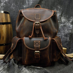 Leather Mens 14inch Laptop Backpack Travel Backpack Vintage School Backpack for Men