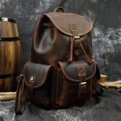 Leather Mens 14inch Laptop Backpack Travel Backpack Vintage School Backpack for Men