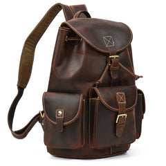 Leather Mens 14inch Laptop Backpack Travel Backpack Vintage School Backpack for Men