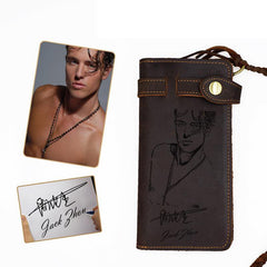 Leather Mens Bifold Long Biker Wallets Biker Chain Wallet Long Trucker Wallet for Men - iwalletsmen
