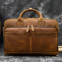 Leather Mens Briefcases Vintage Coffee Work Briefcase Business Handbag 15’‘ Laptop Briefcase For Men