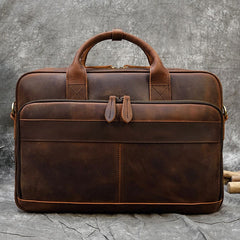 Leather Mens Briefcases Vintage Coffee Work Briefcase Business Handbag 15’‘ Laptop Briefcase For Men