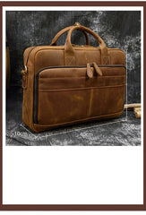 Leather Mens Briefcase Vintage Work Briefcase Business Handbag 15’‘ Laptop Briefcase For Men