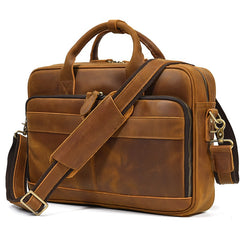 Leather Mens Briefcase Vintage Work Briefcase Business Handbag 15’‘ Laptop Briefcase For Men