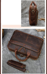 Leather Mens Briefcases Vintage Coffee Work Briefcase Business Handbag 15’‘ Laptop Briefcase For Men