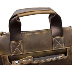 Leather Mens Briefcases Coffee Vertical Briefcase Business Handbag 12’‘ Briefcase For Men