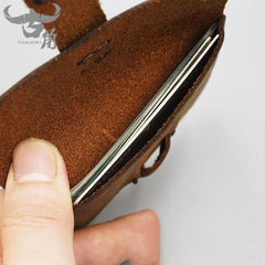 Leather Mens Card Holder Coin Wallet Handmade Leather Card Holder Slim Wallet for Men - iwalletsmen
