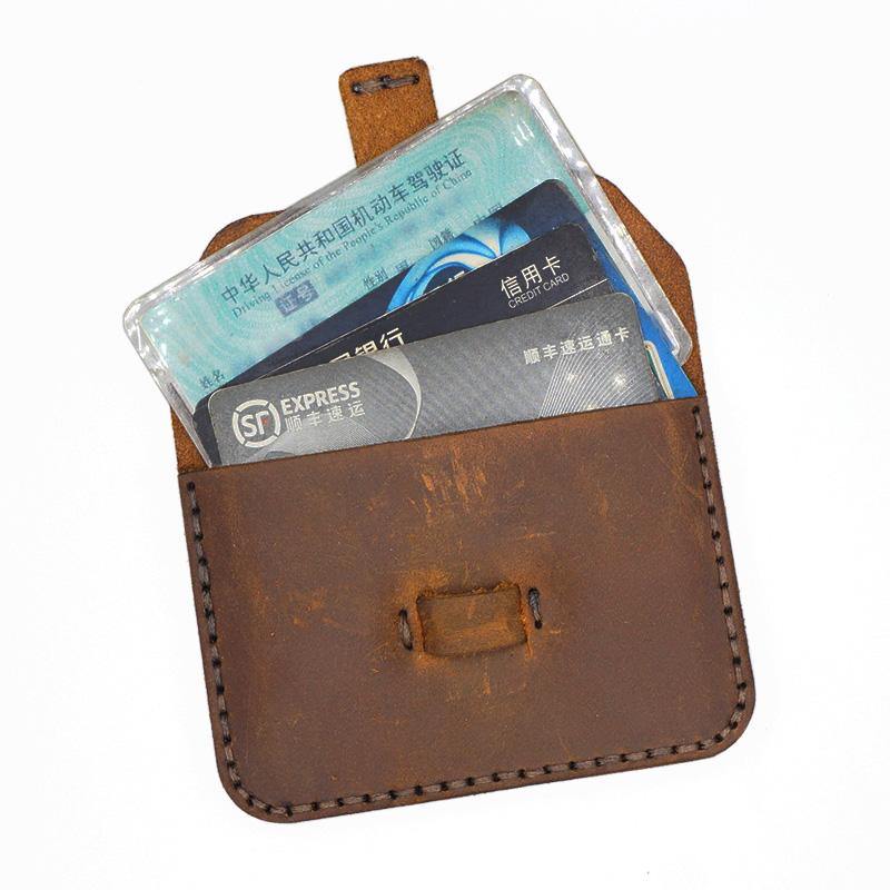 Leather Mens Card Holder Coin Wallet Handmade Leather Card Holder Slim Wallet for Men - iwalletsmen