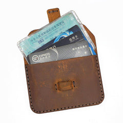 Leather Mens Card Holder Coin Wallet Handmade Leather Card Holder Slim Wallet for Men - iwalletsmen