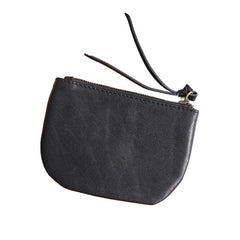 Black Leather Mens Card Wallets Cool Small Zipper Change Wallet Coin Purse For Men - iwalletsmen